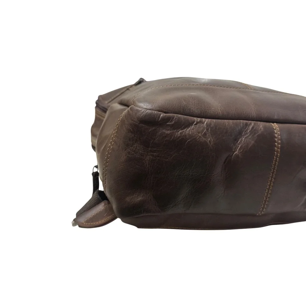 Jack Georges Voyager Compact Convertible Backpack Crossbody Brown Leather #7534